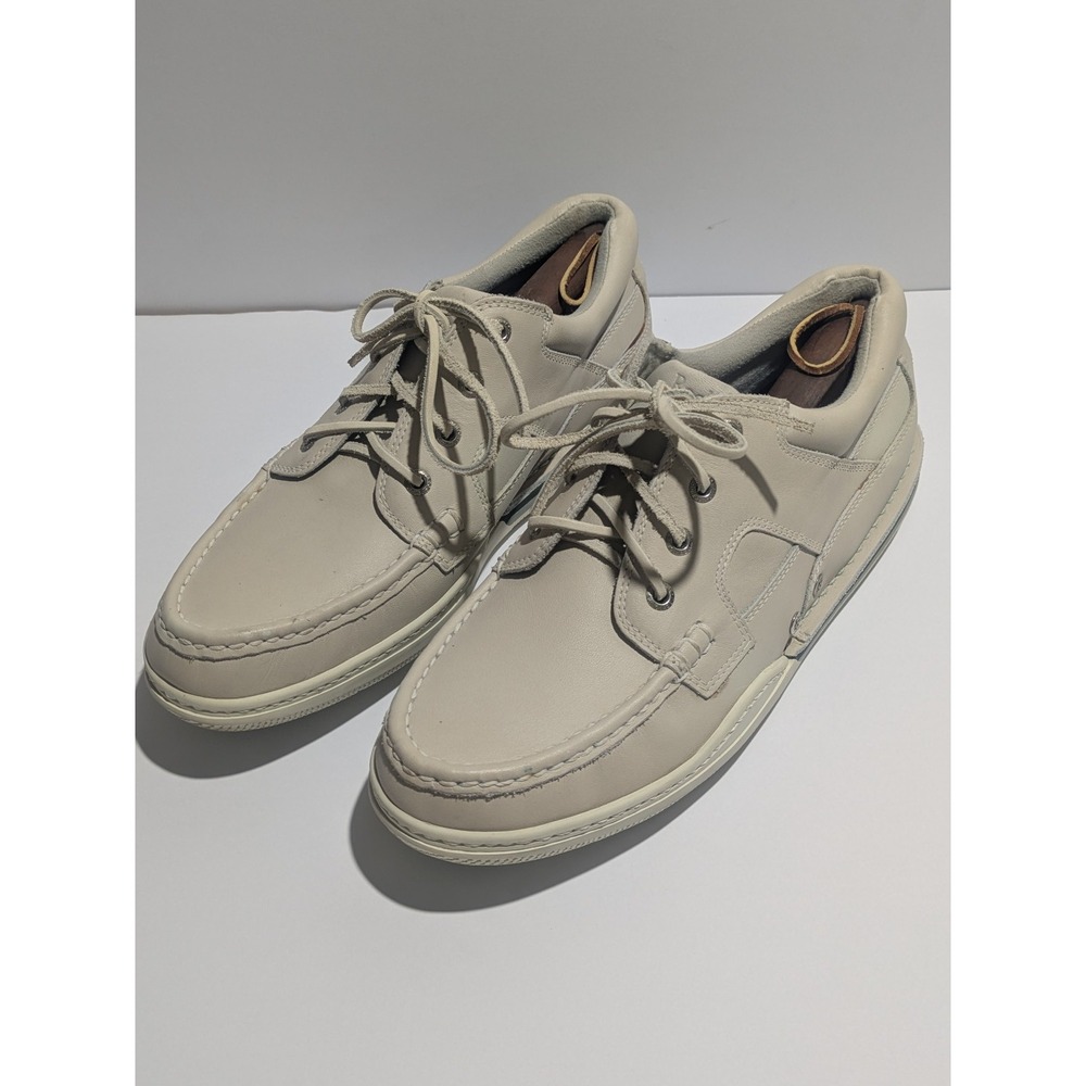 Rockport M5194 Leather Boat Shoes Beige Tan Moc Toe Men's 10.5 Wide